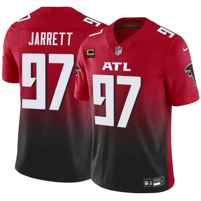 Mens Atlanta Falcons #97 Grady Jarrett Red Black 2024 F.U.S.E With 4-Star C Patch Vapor Untouchable Limited Stitched Jersey Dzhi